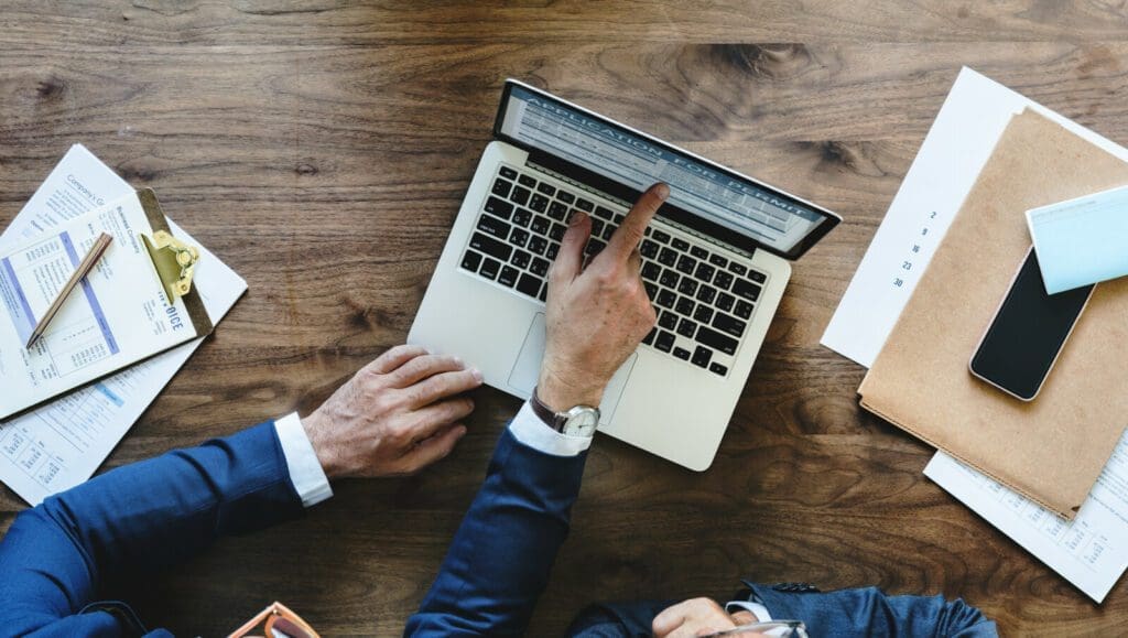 A businessman using laptop