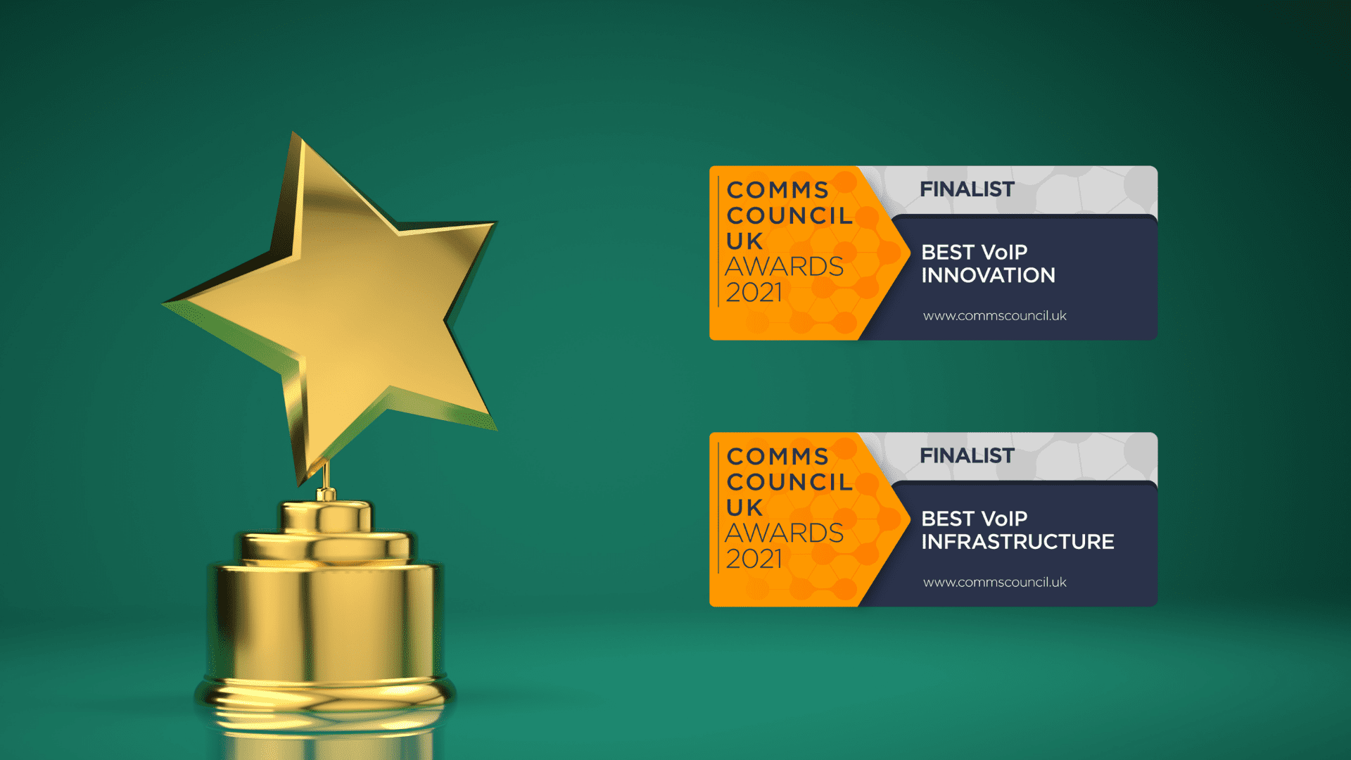 Finalist Best VoIP Innovation and Infrastructure - Comms Council UK Awards 2021